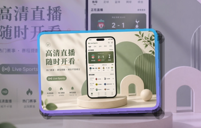 赛事控制台 · App下载说明 · 直播入口更容易找界面展示